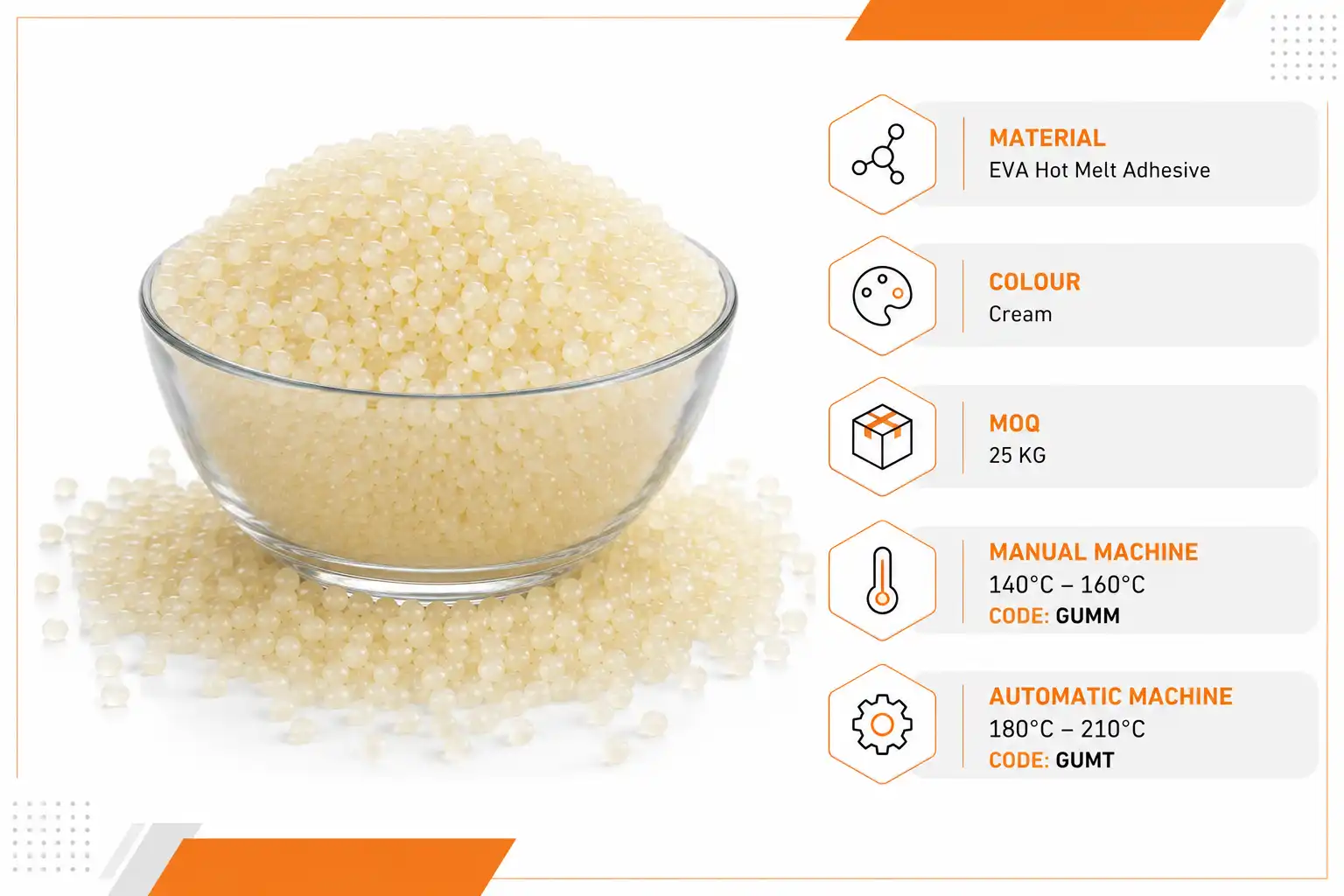 Premium Hot Melt Adhesive Gum Granules | Cream Colour | Manual & Automatic Edge Banding Machines