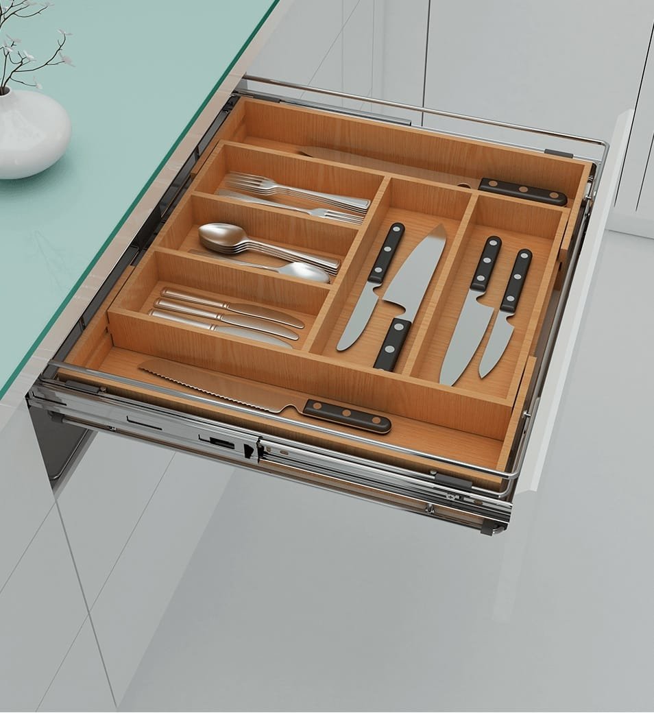 Wooden Cutlery Tray with Adjustable Size