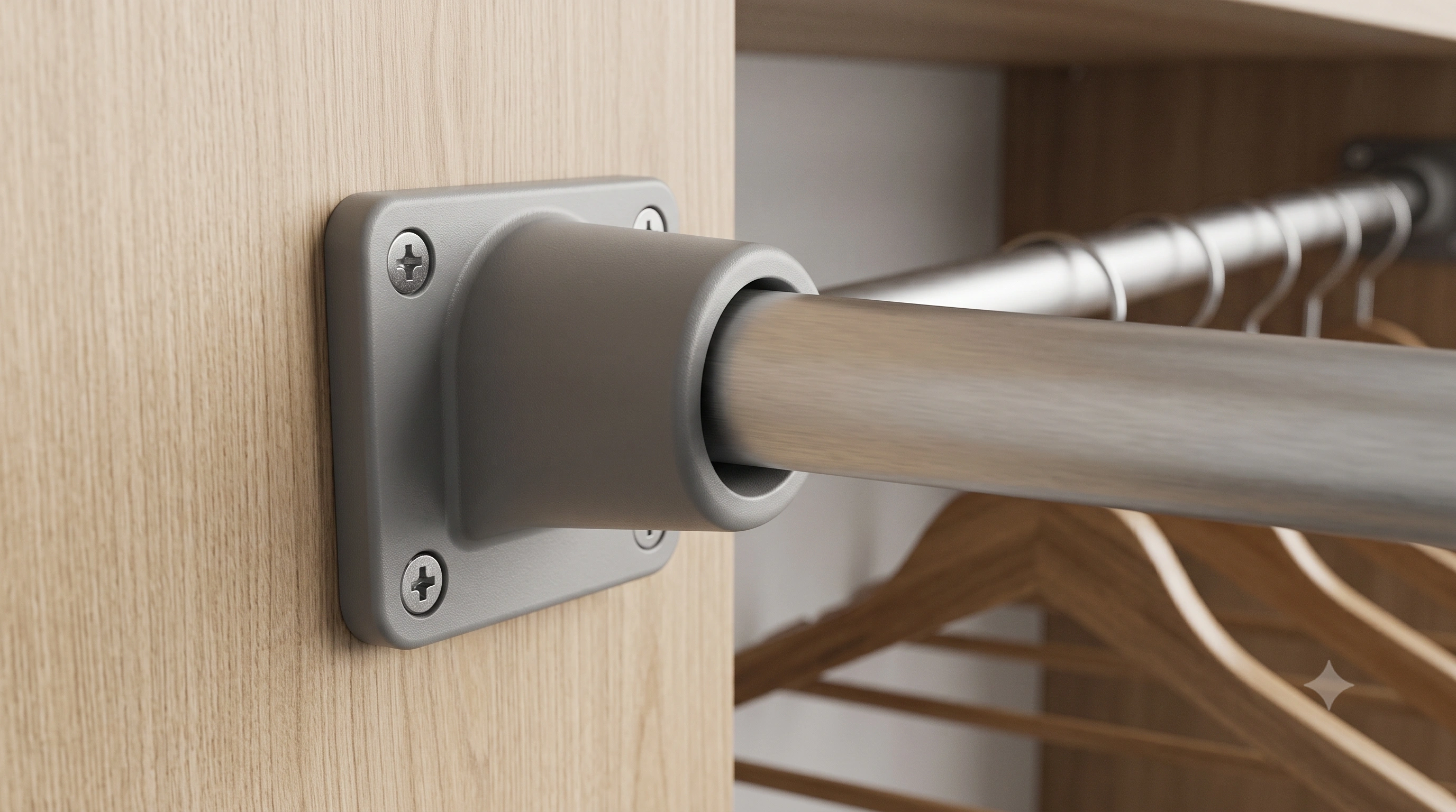 Grey Plastic Wardrobe Pipe Support Bracket – 4 Hole