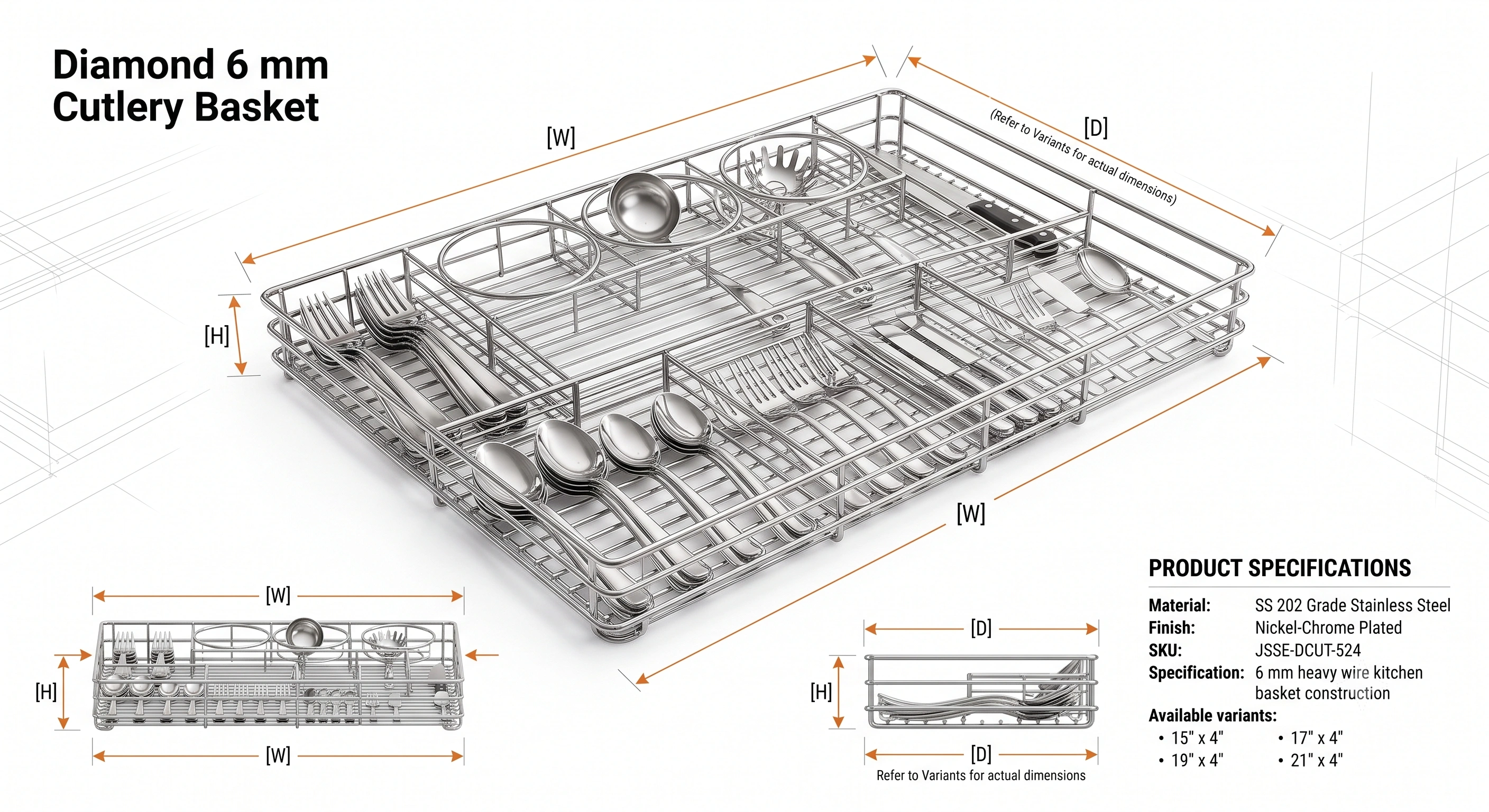 Diamond 6 mm Cutlery Basket image 3