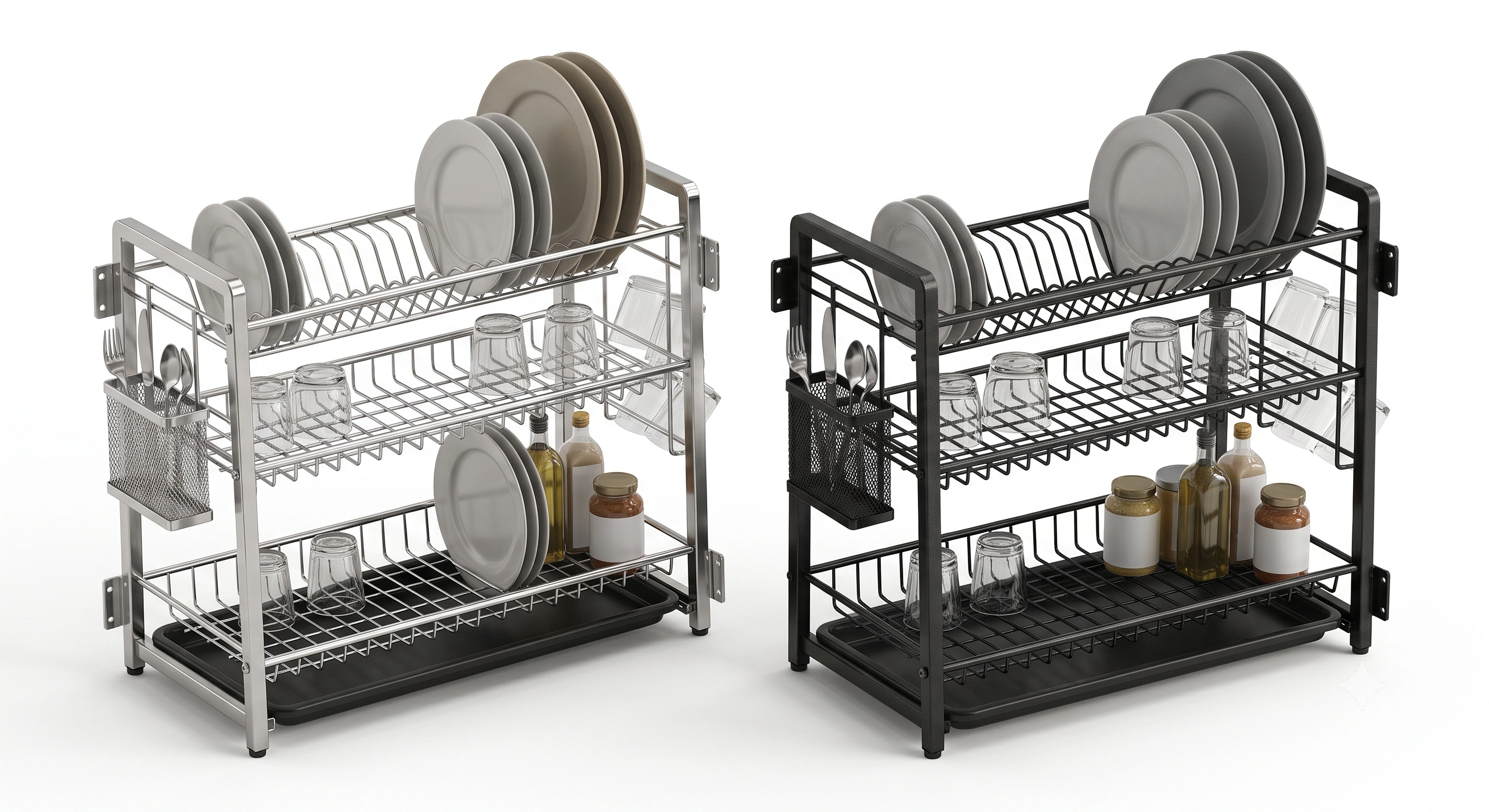 Premium Stainless Steel Dish Rack (GTPT) | Kitchen Cabinet Dish Drying Rack | SS / Black Finish