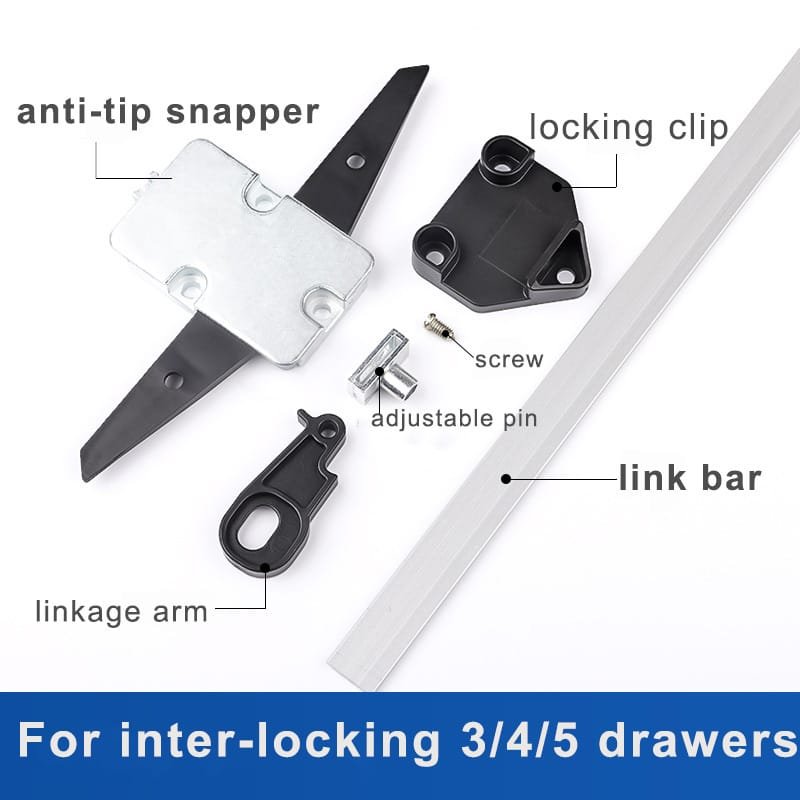 2 Drawer Anti-Tip Lock – Surface Mounted Nickel Finish