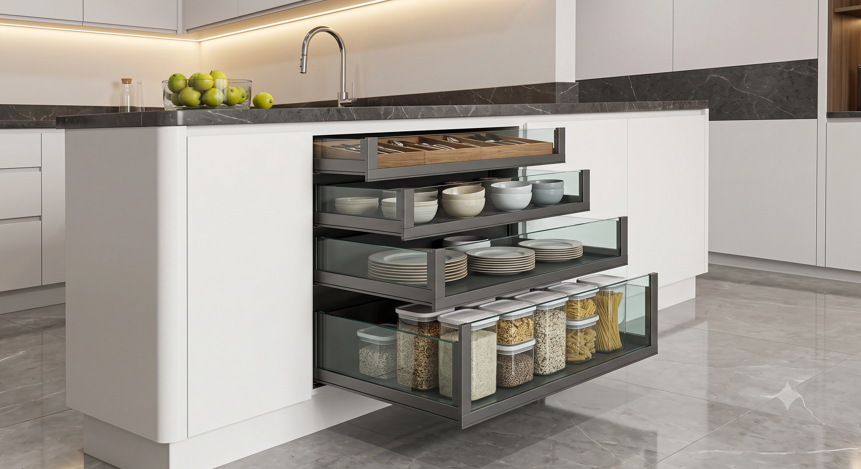 Premium Glass Slim Tandem Smart Box Drawer System (Soft Close)