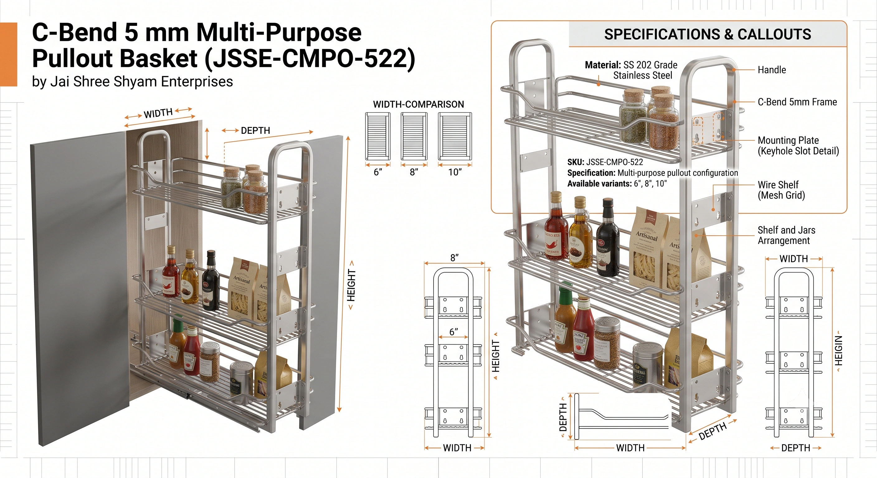 C-Bend 5 mm Multi-Purpose Pullout Basket image 4