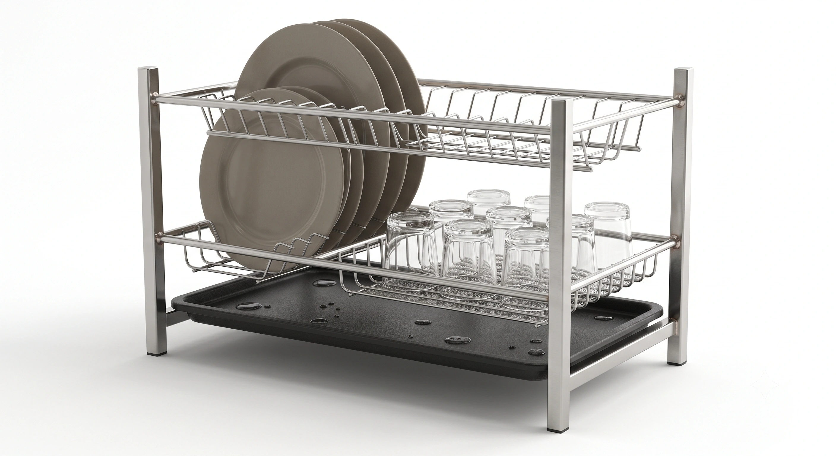 Premium Stainless Steel Dish Rack (GTPT) | Kitchen Cabinet Dish Drying Rack | SS / Black Finish