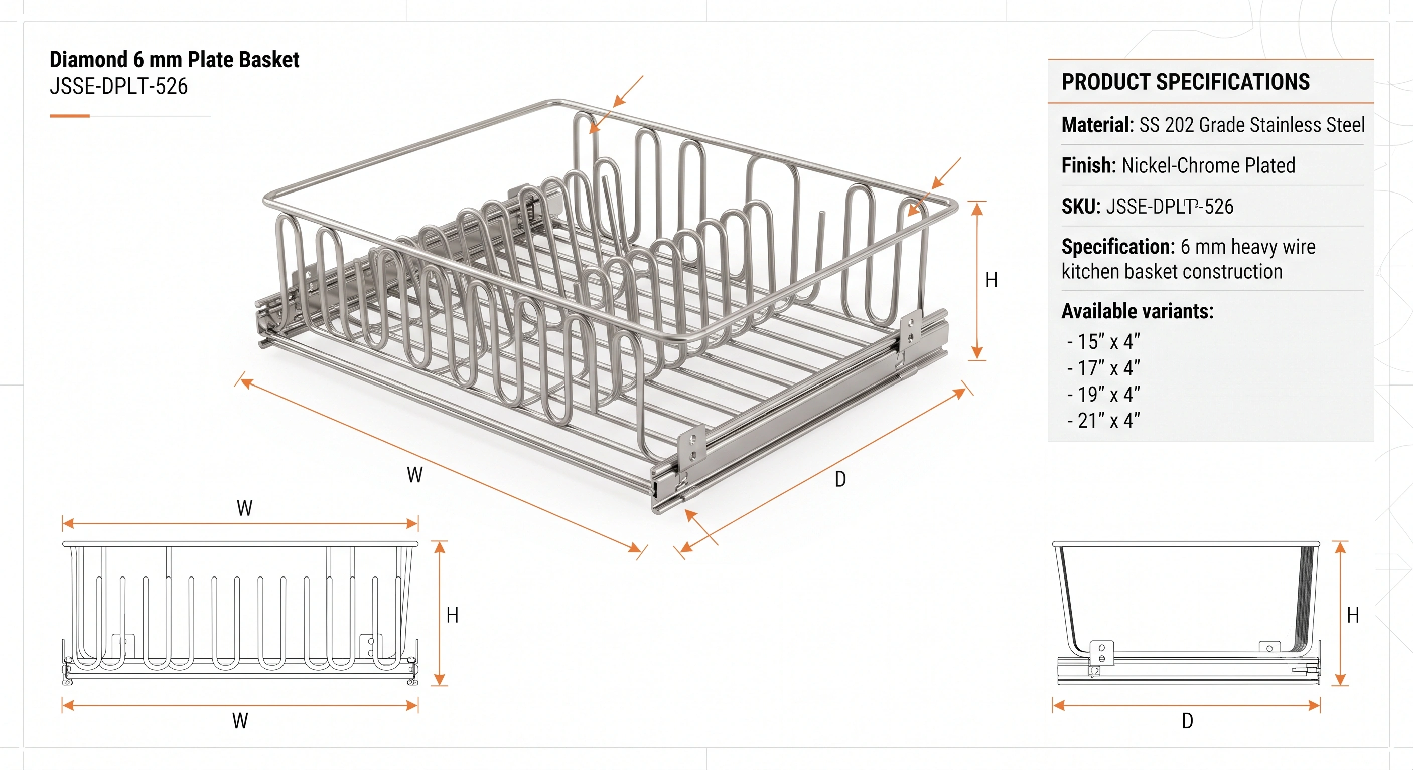 Diamond 6 mm Thali Basket