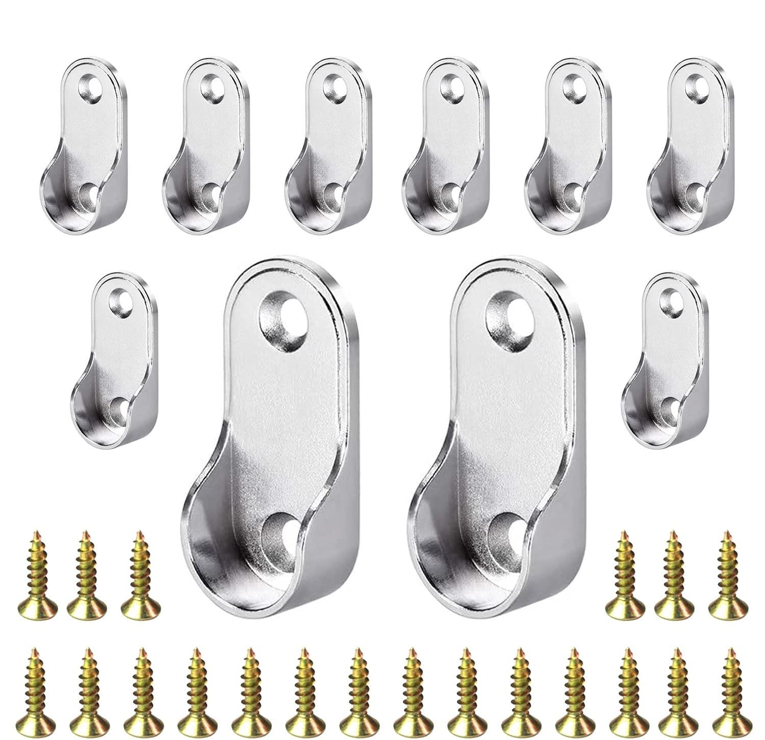 Oval Metal Bracket for Wardrobe Pipe Hanging – 16 MM Zinc Finish
