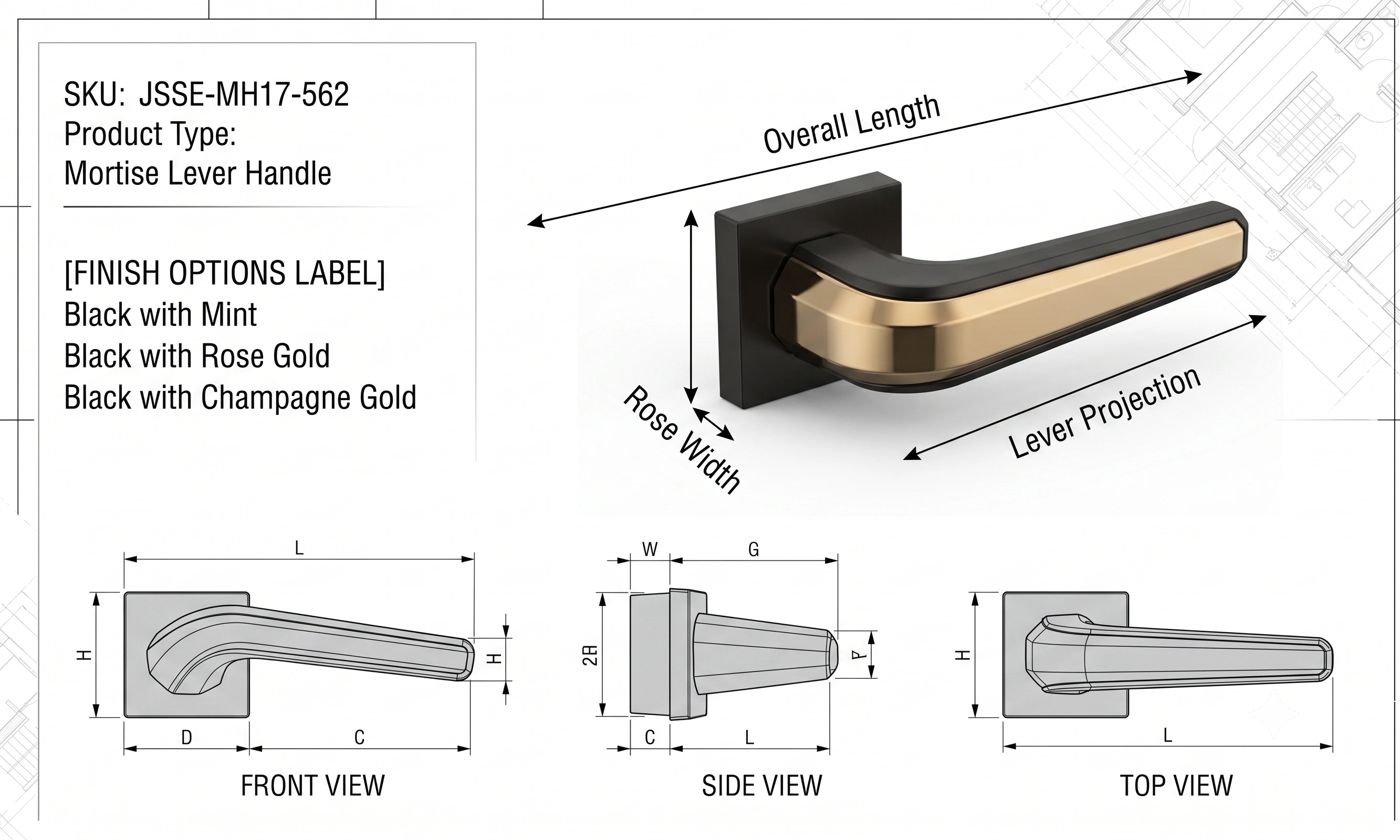 JSSE Elite Flow-Line Dual-Tone Mortise Lever Handle image 4