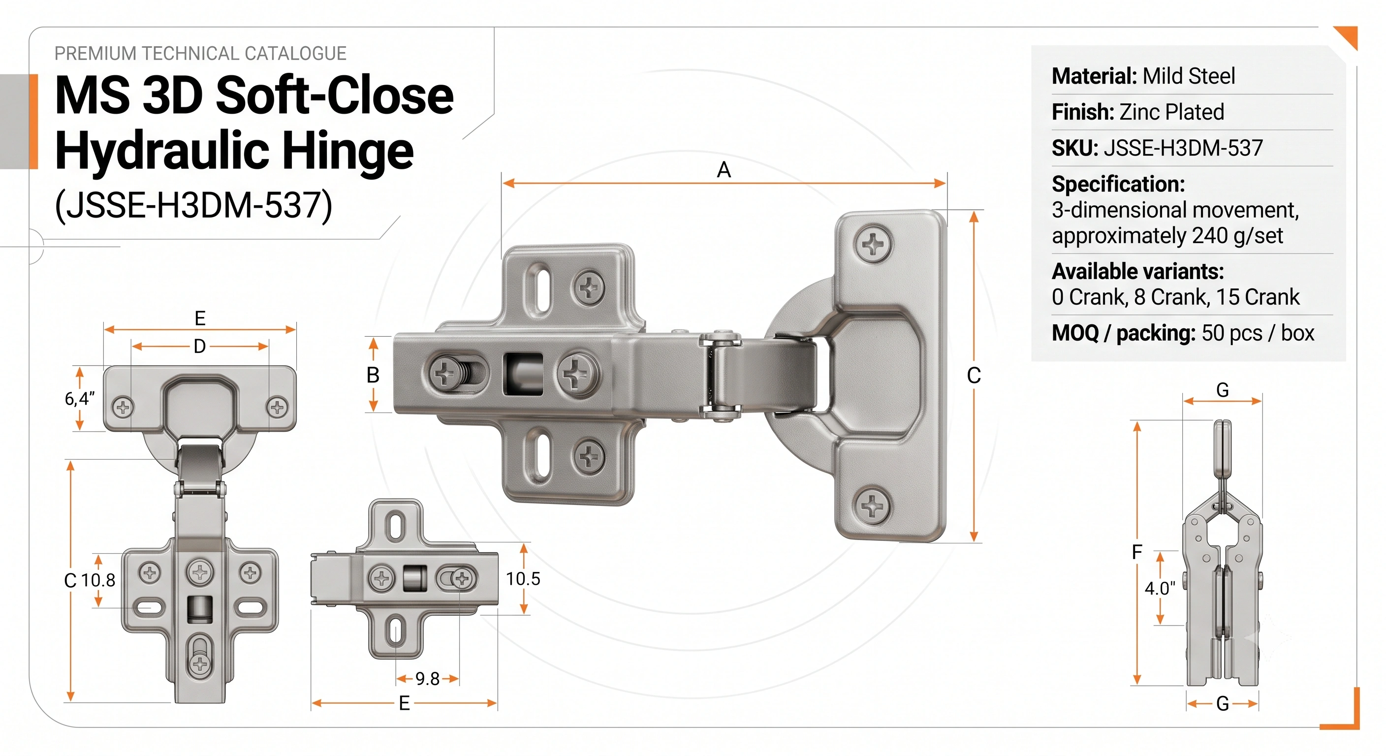MS 3D Soft-Close Hydraulic Hinge