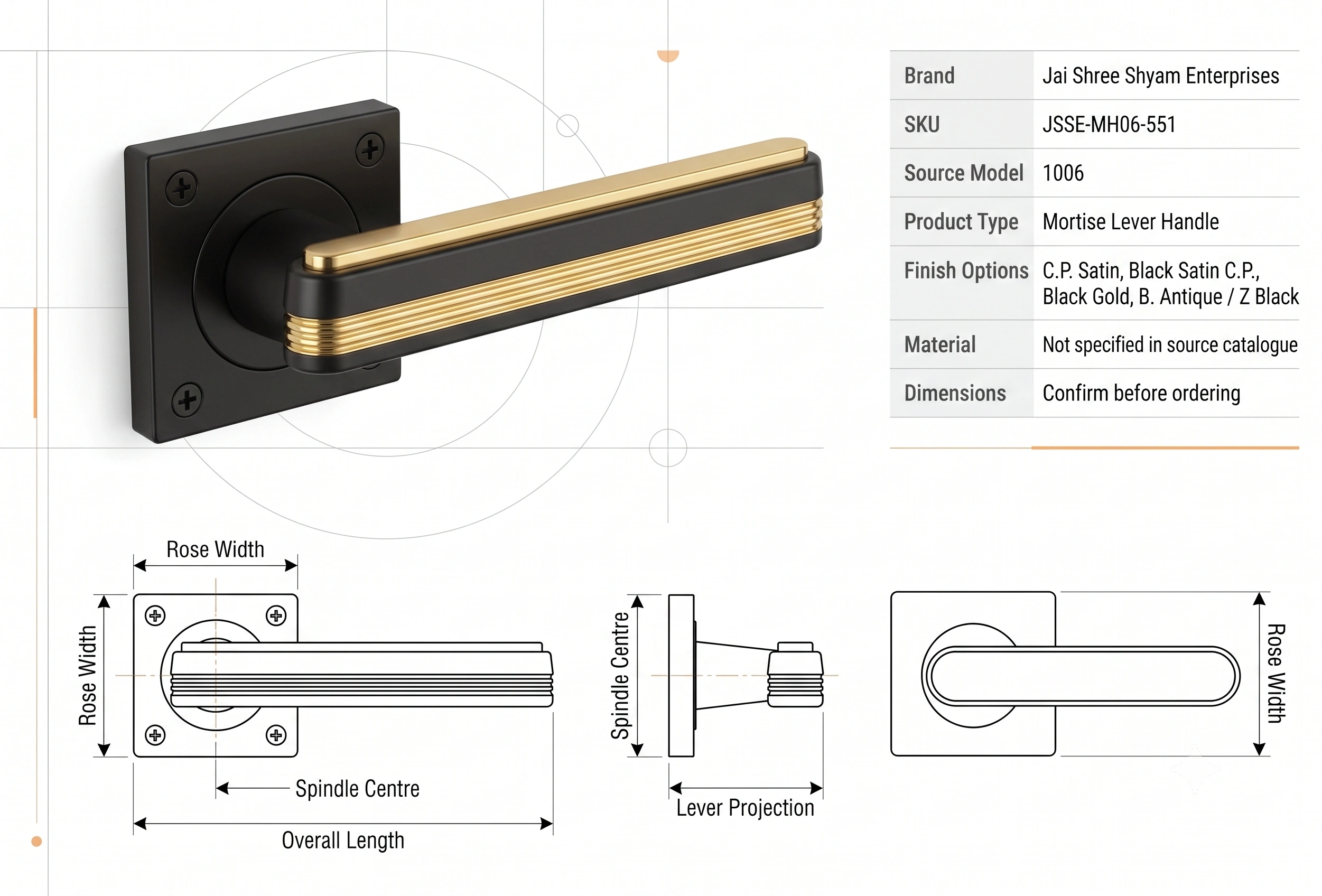 Premium Linear Accent Mortise Lever Handle - Model 1006 image 5