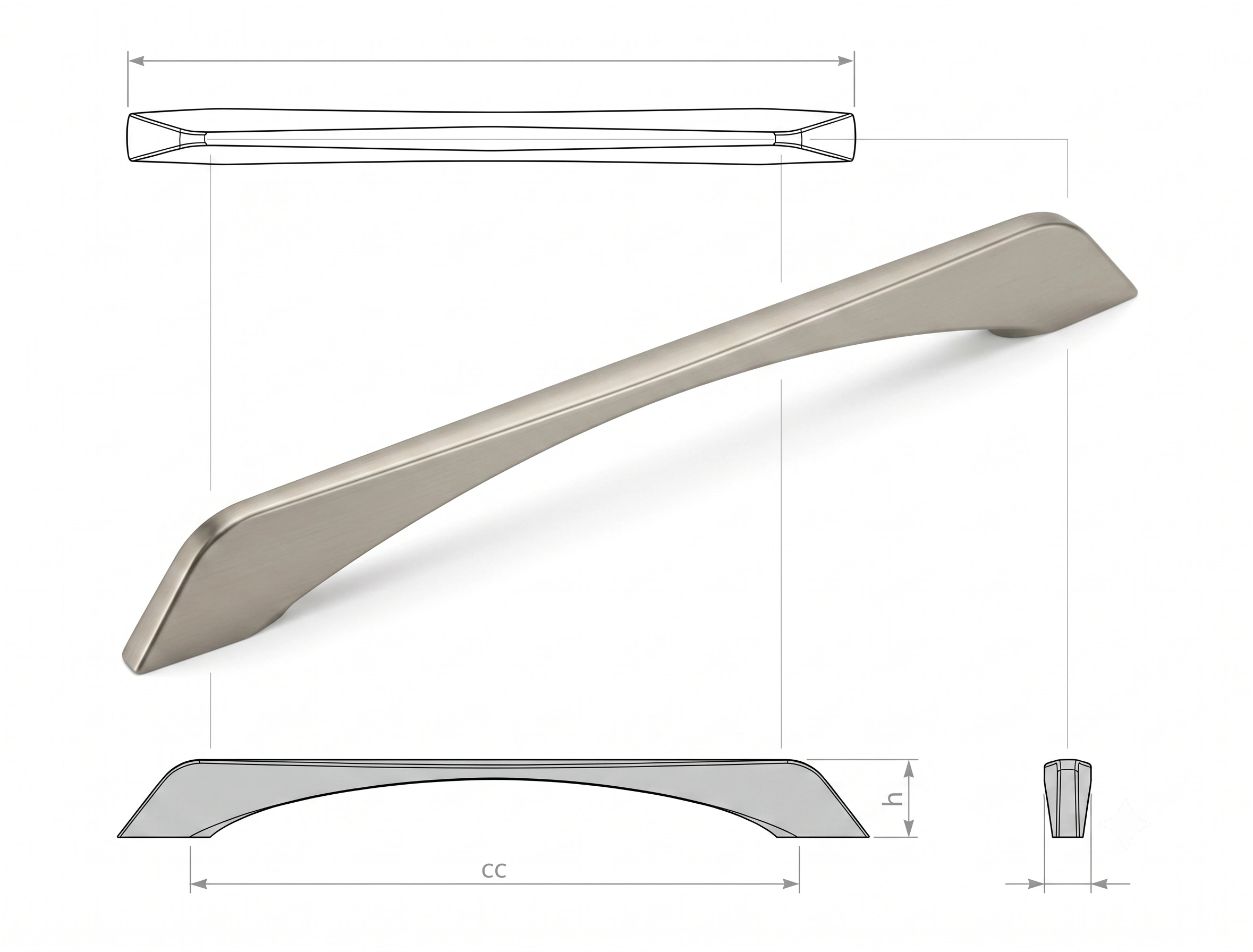 Celta Tapered Designer Cabinet Pull Handle image 5