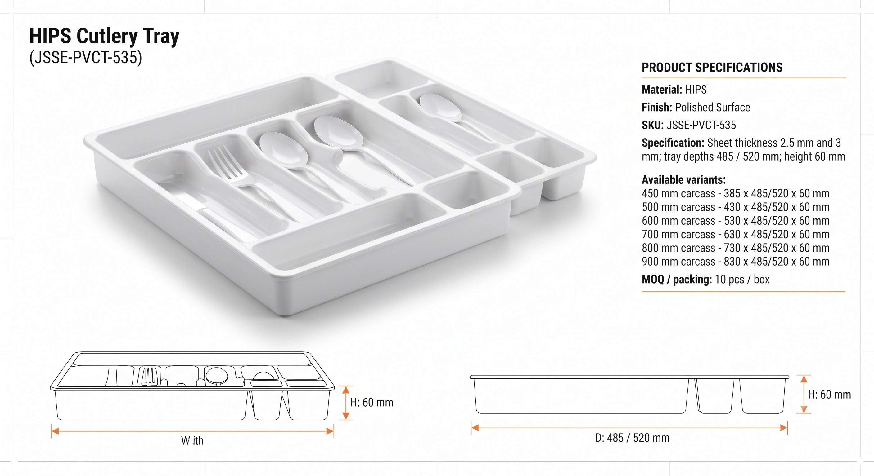HIPS PVC Cutlery Tray image 2