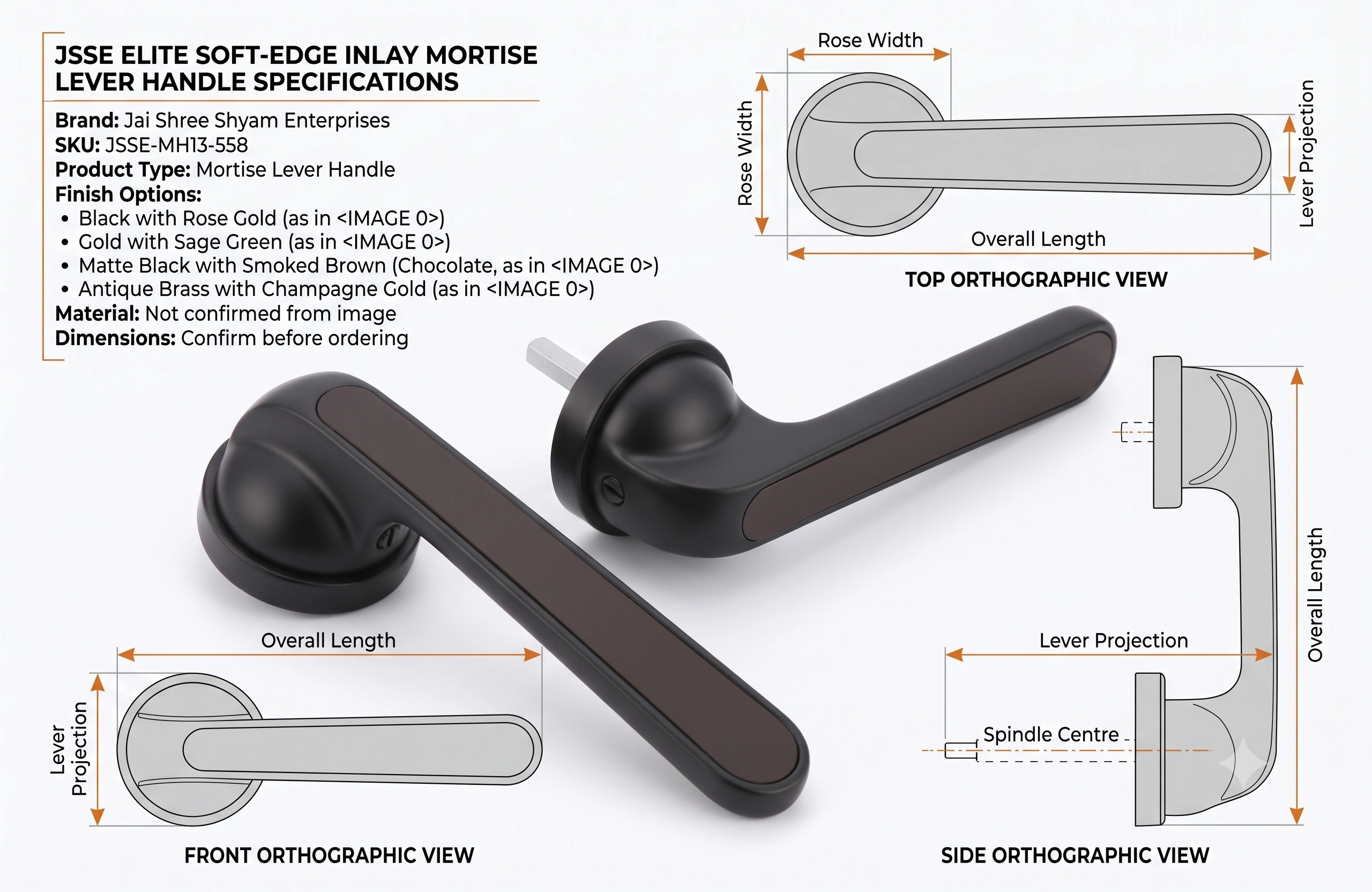 JSSE Elite Soft-Edge Inlay Mortise Lever Handle image 5