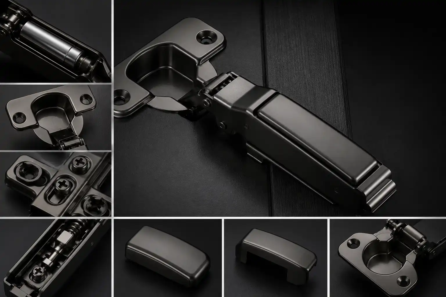 Premium 3D Clip-On Soft Close Cabinet Hinge (268–275 Gram) | Black PVD (Gun Metal) Finish , 1,00,000 Cycles Tested