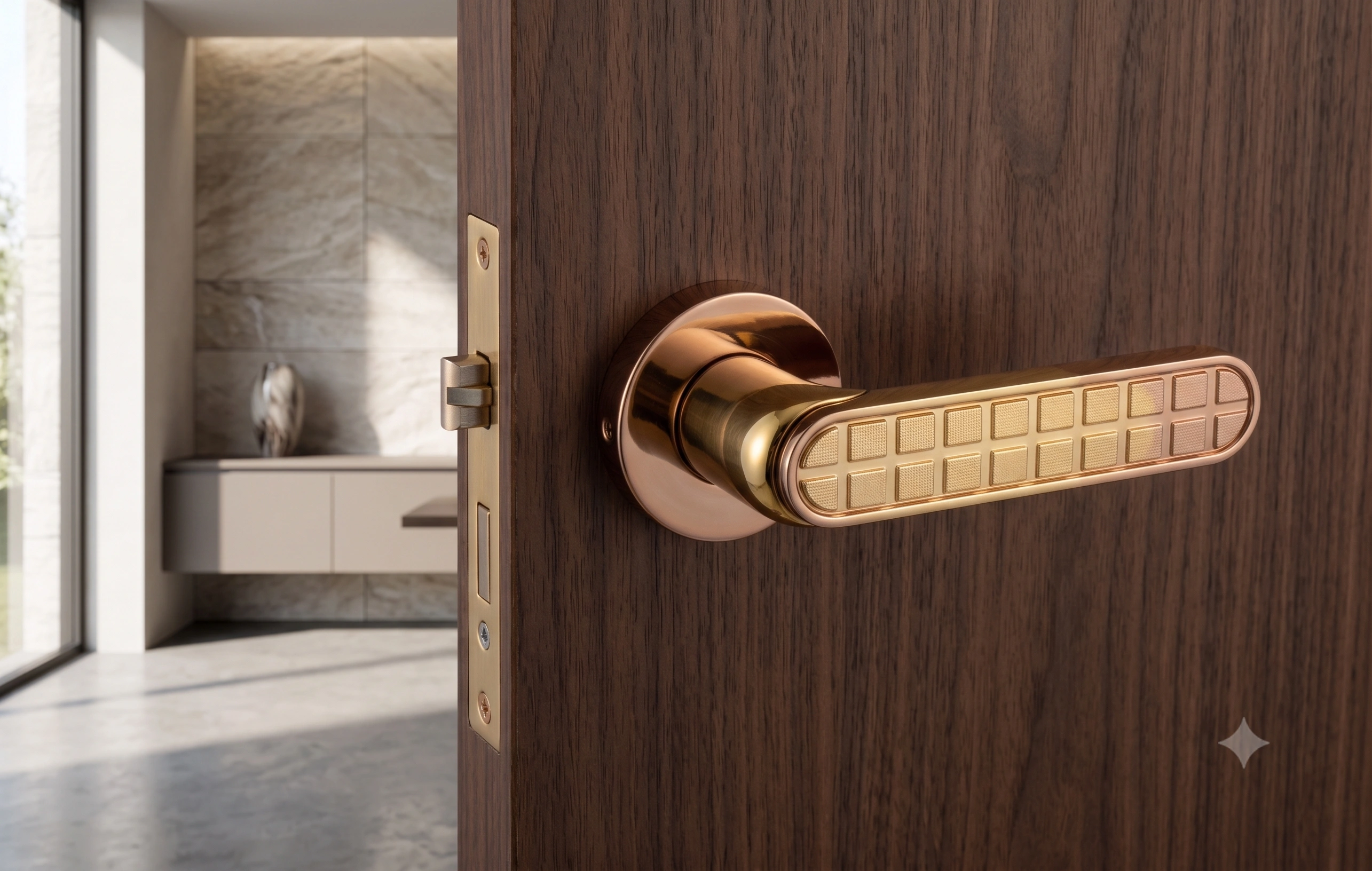 Premium Grid Inlay Mortise Lever Handle - Model 1007 image 3